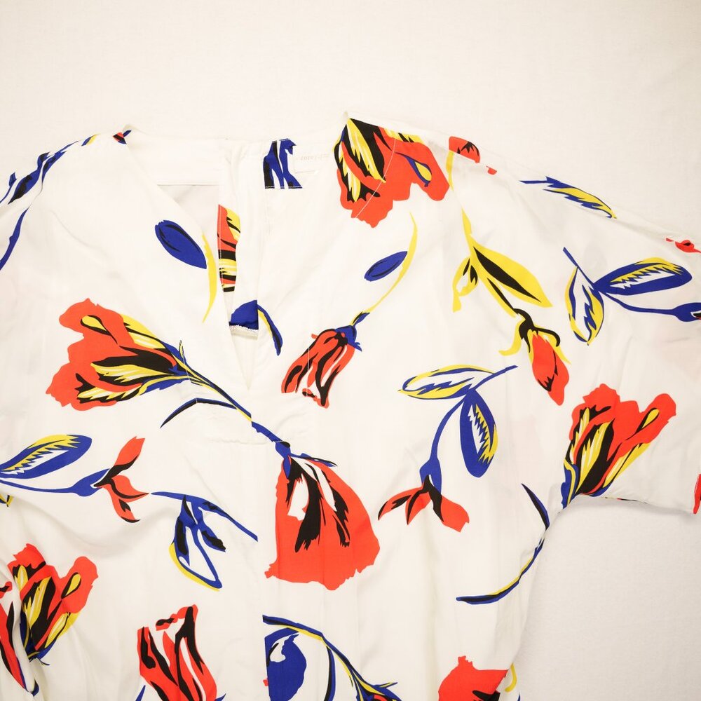 Corey‎ Lynn Calter M Reeva Romper White Red Floral Print Belt Anthropologie